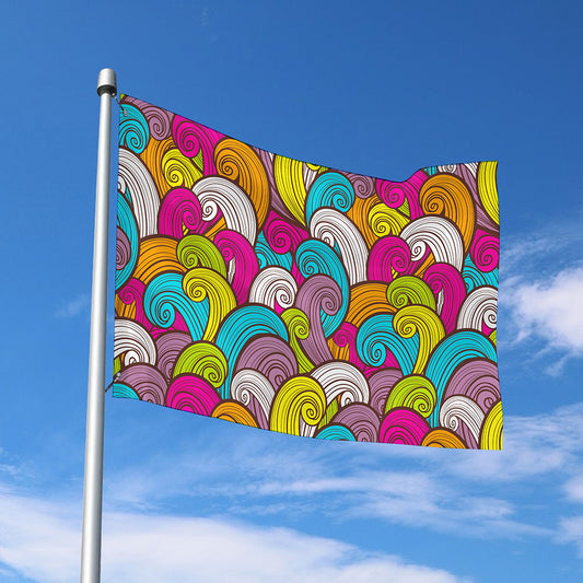 Colorful Surfing Wave Pattern Print Polyester Flag