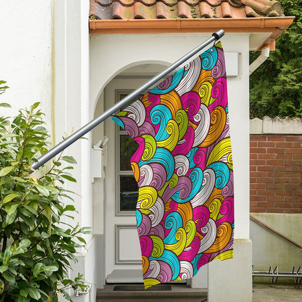 Colorful Surfing Wave Pattern Print Polyester Flag