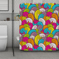 Colorful Surfing Wave Pattern Print Polyester Shower Curtain