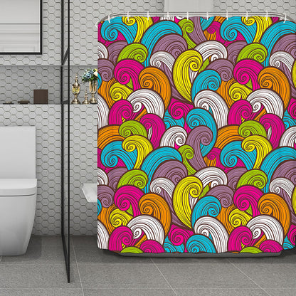 Colorful Surfing Wave Pattern Print Polyester Shower Curtain