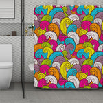 Colorful Surfing Wave Pattern Print Polyester Shower Curtain