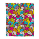 Colorful Surfing Wave Pattern Print Polyester Shower Curtain