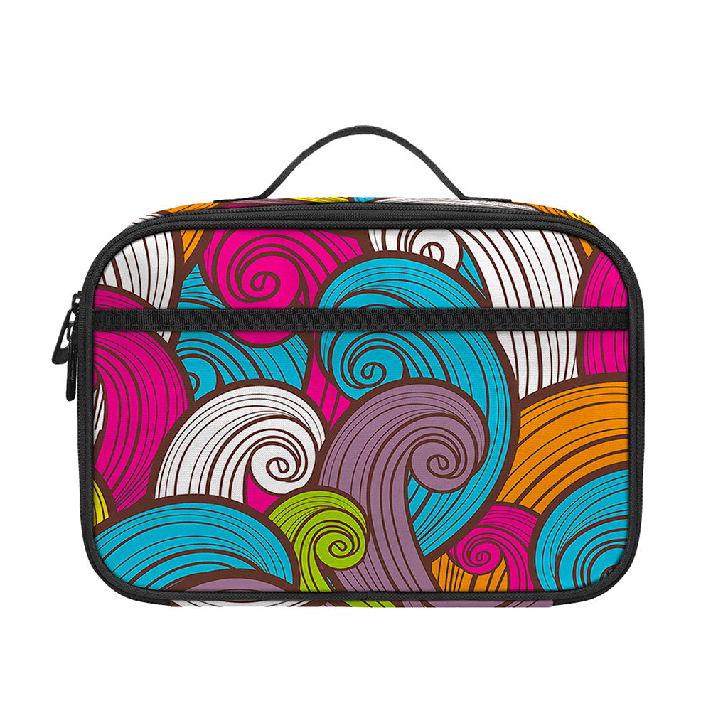 Colorful Surfing Wave Pattern Print Portable Lunch Bag