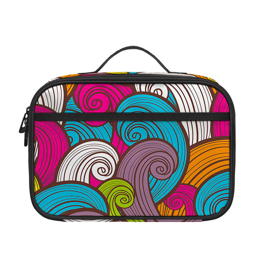 Colorful Surfing Wave Pattern Print Portable Lunch Bag