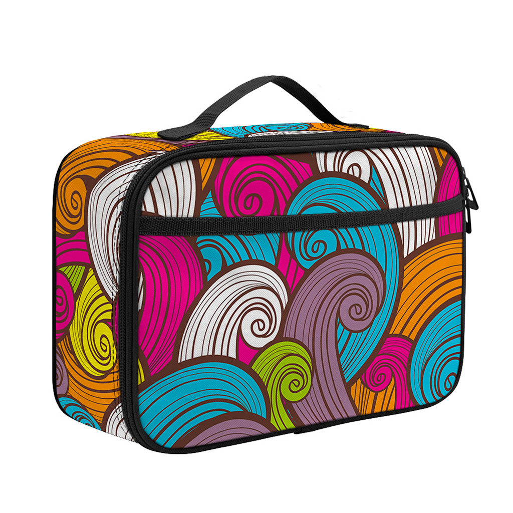 Colorful Surfing Wave Pattern Print Portable Lunch Bag