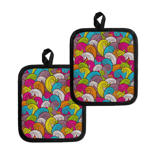 Colorful Surfing Wave Pattern Print Pot Holders