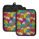 Colorful Surfing Wave Pattern Print Pot Holders With Pocket