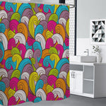 Colorful Surfing Wave Pattern Print Premium Shower Curtain