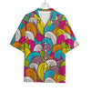 Colorful Surfing Wave Pattern Print Rayon Hawaiian Shirt