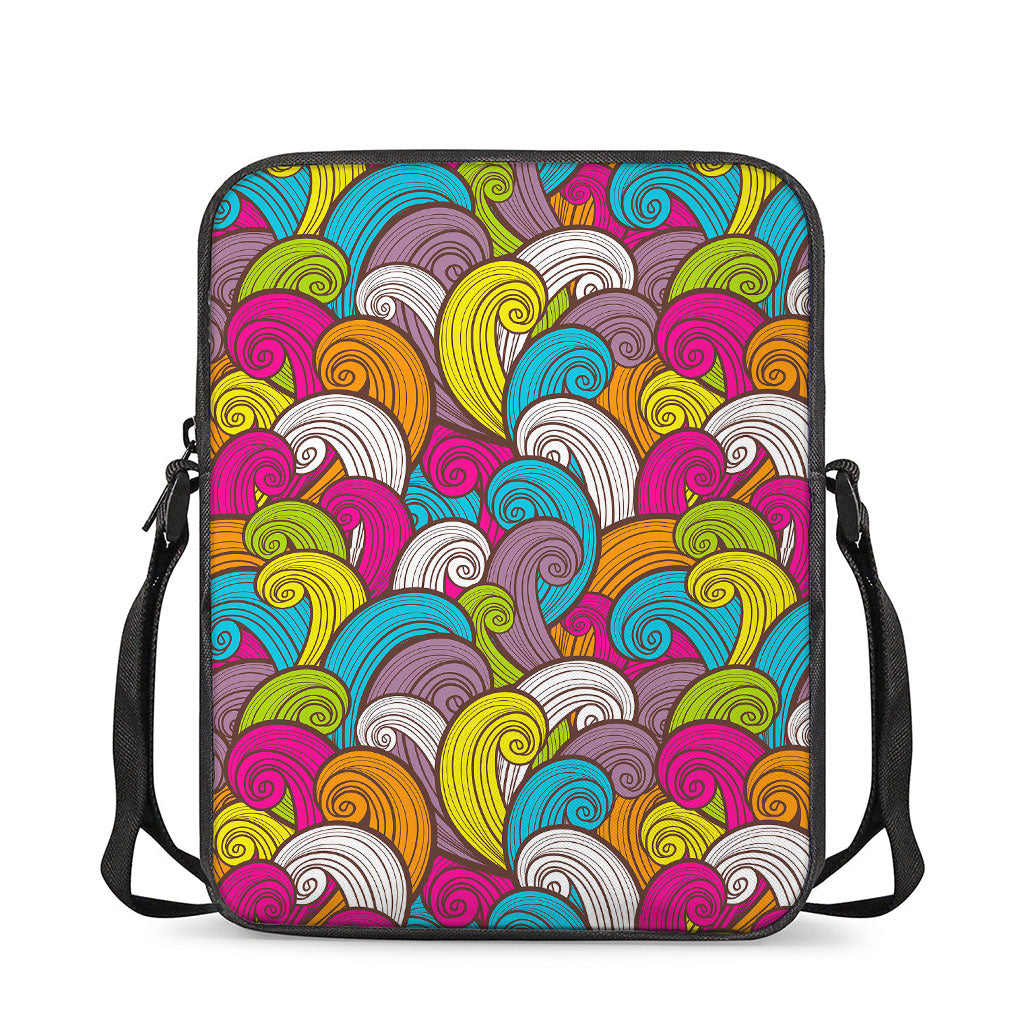 Colorful Surfing Wave Pattern Print Rectangular Crossbody Bag