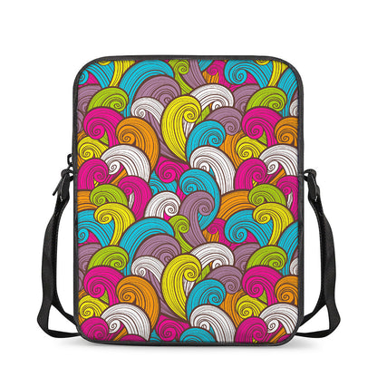 Colorful Surfing Wave Pattern Print Rectangular Crossbody Bag