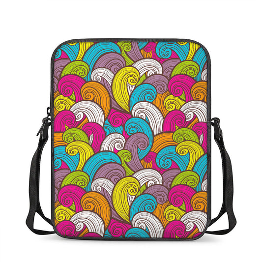 Colorful Surfing Wave Pattern Print Rectangular Crossbody Bag