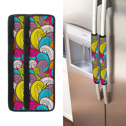 Colorful Surfing Wave Pattern Print Refrigerator Handle Covers