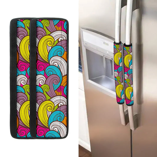 Colorful Surfing Wave Pattern Print Refrigerator Handle Covers