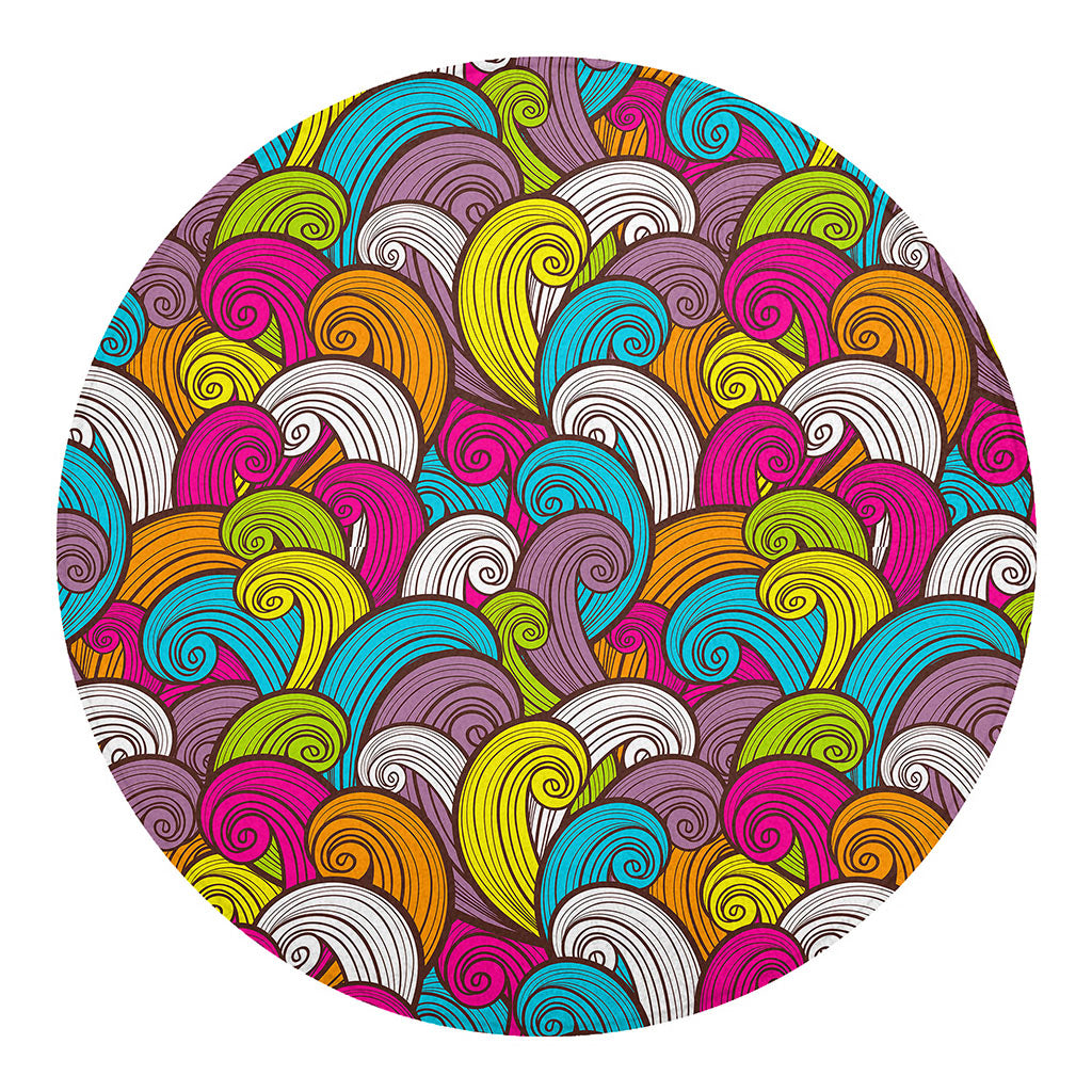 Colorful Surfing Wave Pattern Print Round Blanket