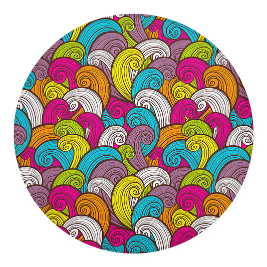 Colorful Surfing Wave Pattern Print Round Blanket