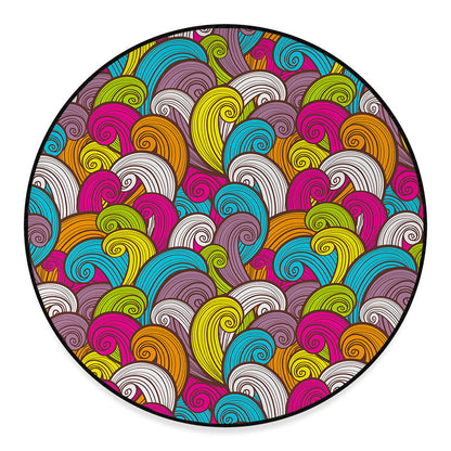 Colorful Surfing Wave Pattern Print Round Floor Mat