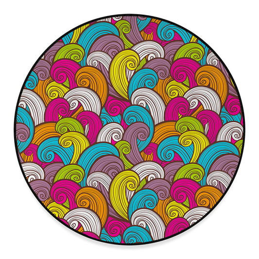 Colorful Surfing Wave Pattern Print Round Floor Mat