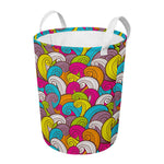 Colorful Surfing Wave Pattern Print Round Laundry Basket