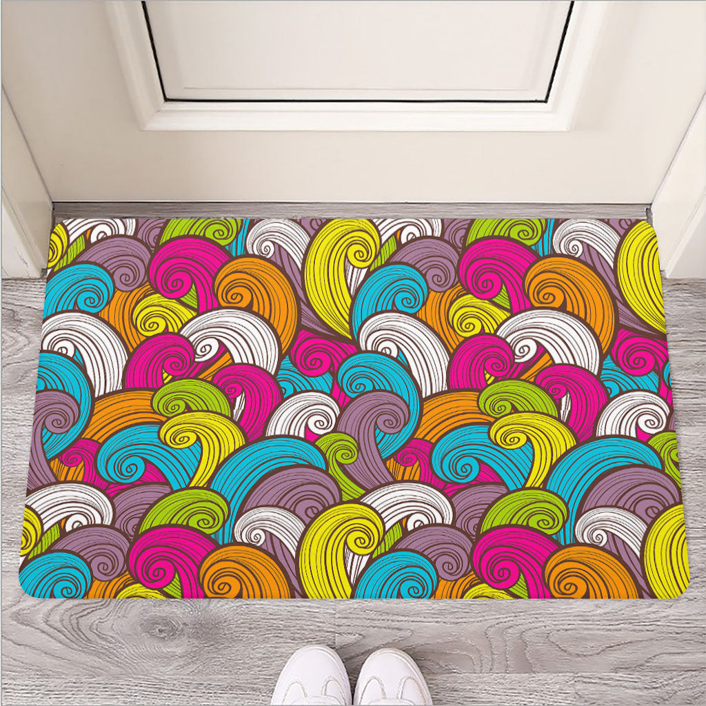 Colorful Surfing Wave Pattern Print Rubber Doormat