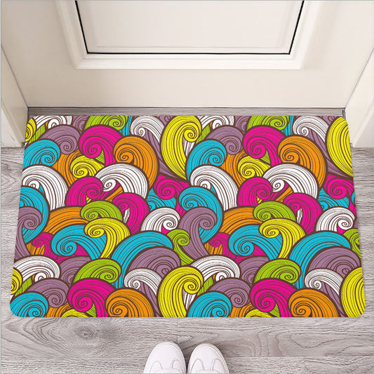 Colorful Surfing Wave Pattern Print Rubber Doormat