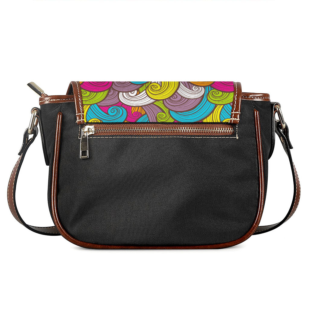 Colorful Surfing Wave Pattern Print Saddle Bag