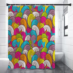 Colorful Surfing Wave Pattern Print Shower Curtain