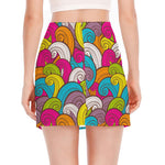 Colorful Surfing Wave Pattern Print Side Slit Mini Skirt