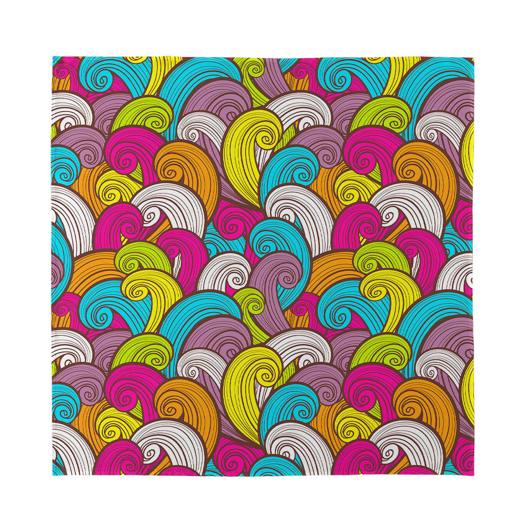Colorful Surfing Wave Pattern Print Silk Bandana