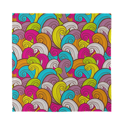 Colorful Surfing Wave Pattern Print Silk Bandana