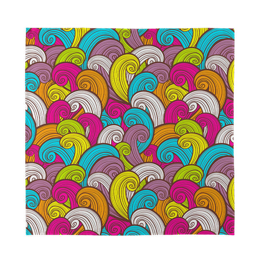 Colorful Surfing Wave Pattern Print Silk Bandana
