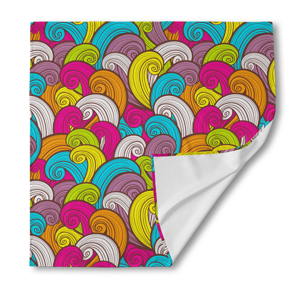 Colorful Surfing Wave Pattern Print Silk Bandana