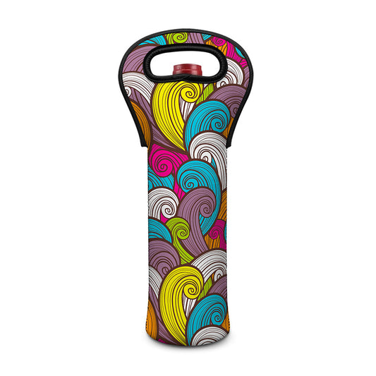 Colorful Surfing Wave Pattern Print Single Neoprene Wine Tote