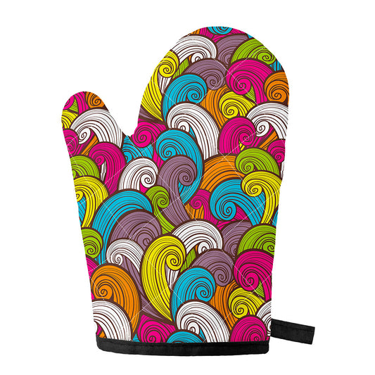 Colorful Surfing Wave Pattern Print Single Oven Mitt