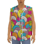 Colorful Surfing Wave Pattern Print Sleeveless Baseball Jersey