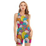 Colorful Surfing Wave Pattern Print Sleeveless One Piece Swimsuit