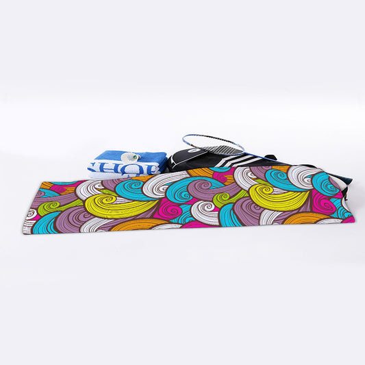 Colorful Surfing Wave Pattern Print Sports Towel
