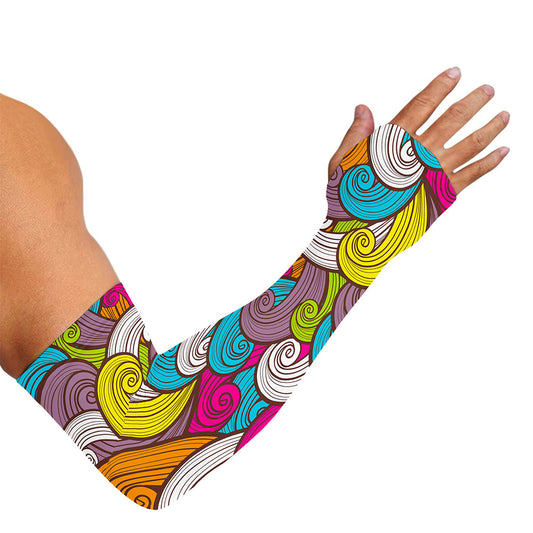 Colorful Surfing Wave Pattern Print Sun Protection Arm Sleeves