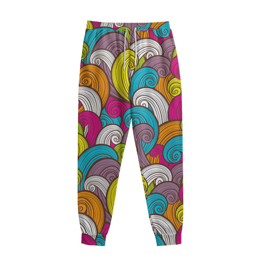 Colorful Surfing Wave Pattern Print Sweatpants