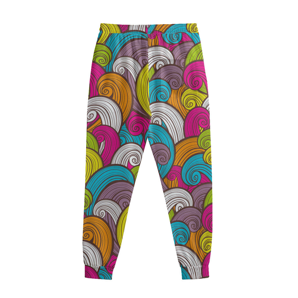 Colorful Surfing Wave Pattern Print Sweatpants