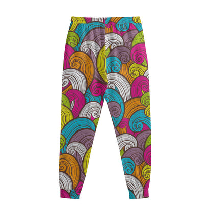 Colorful Surfing Wave Pattern Print Sweatpants