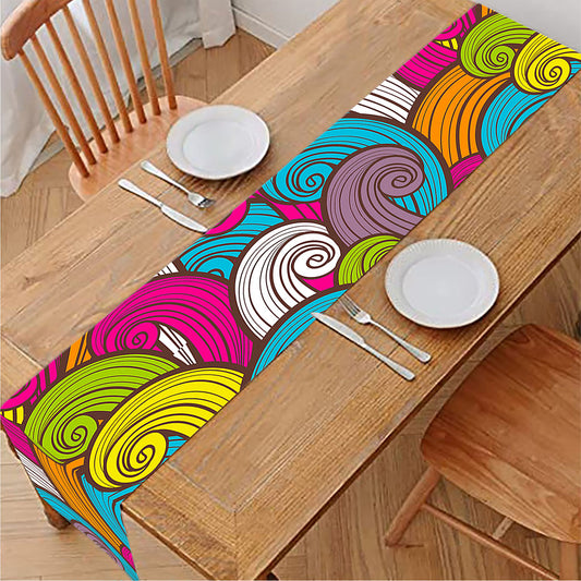 Colorful Surfing Wave Pattern Print Table Runner