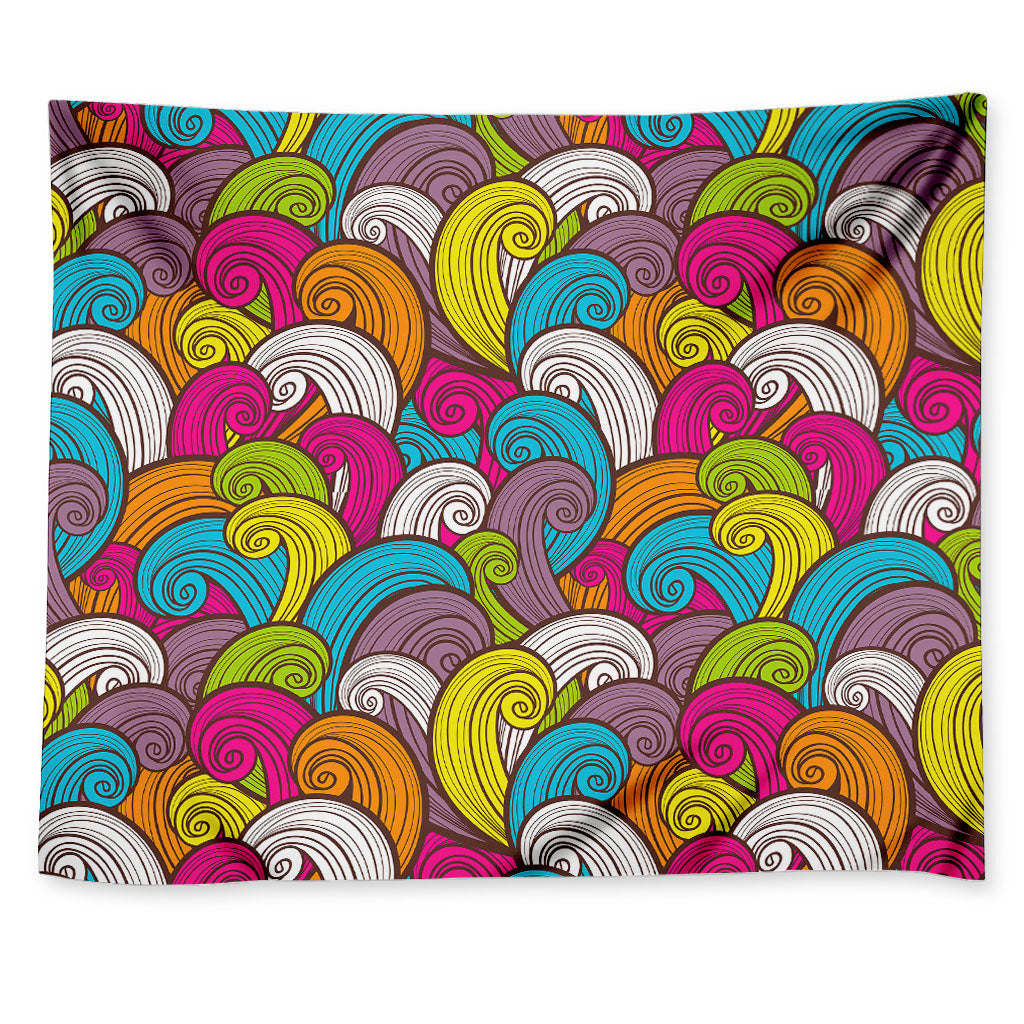Colorful Surfing Wave Pattern Print Tapestry