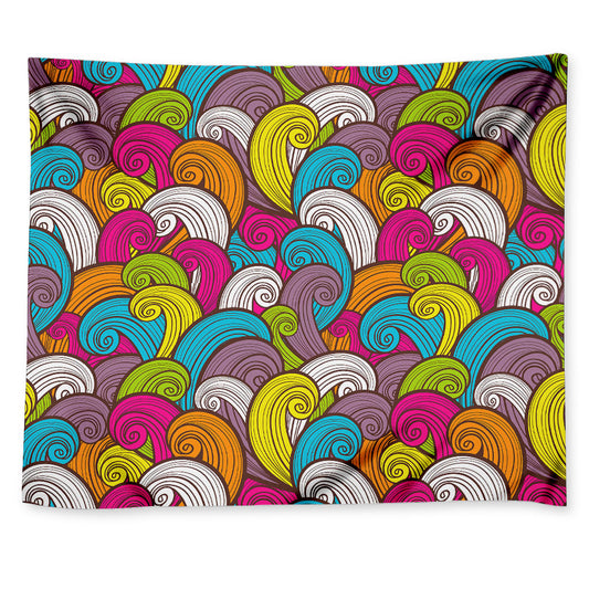 Colorful Surfing Wave Pattern Print Tapestry