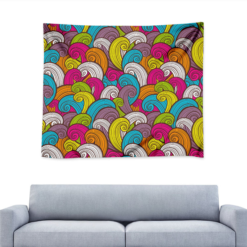 Colorful Surfing Wave Pattern Print Tapestry