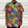 Colorful Surfing Wave Pattern Print Textured Short Sleeve Shirt