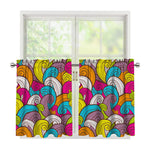 Colorful Surfing Wave Pattern Print Tier Curtains