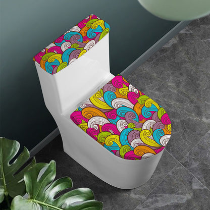 Colorful Surfing Wave Pattern Print Toilet Lid And Tank Cover Set