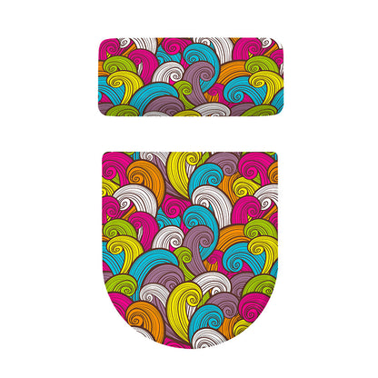 Colorful Surfing Wave Pattern Print Toilet Lid And Tank Cover Set