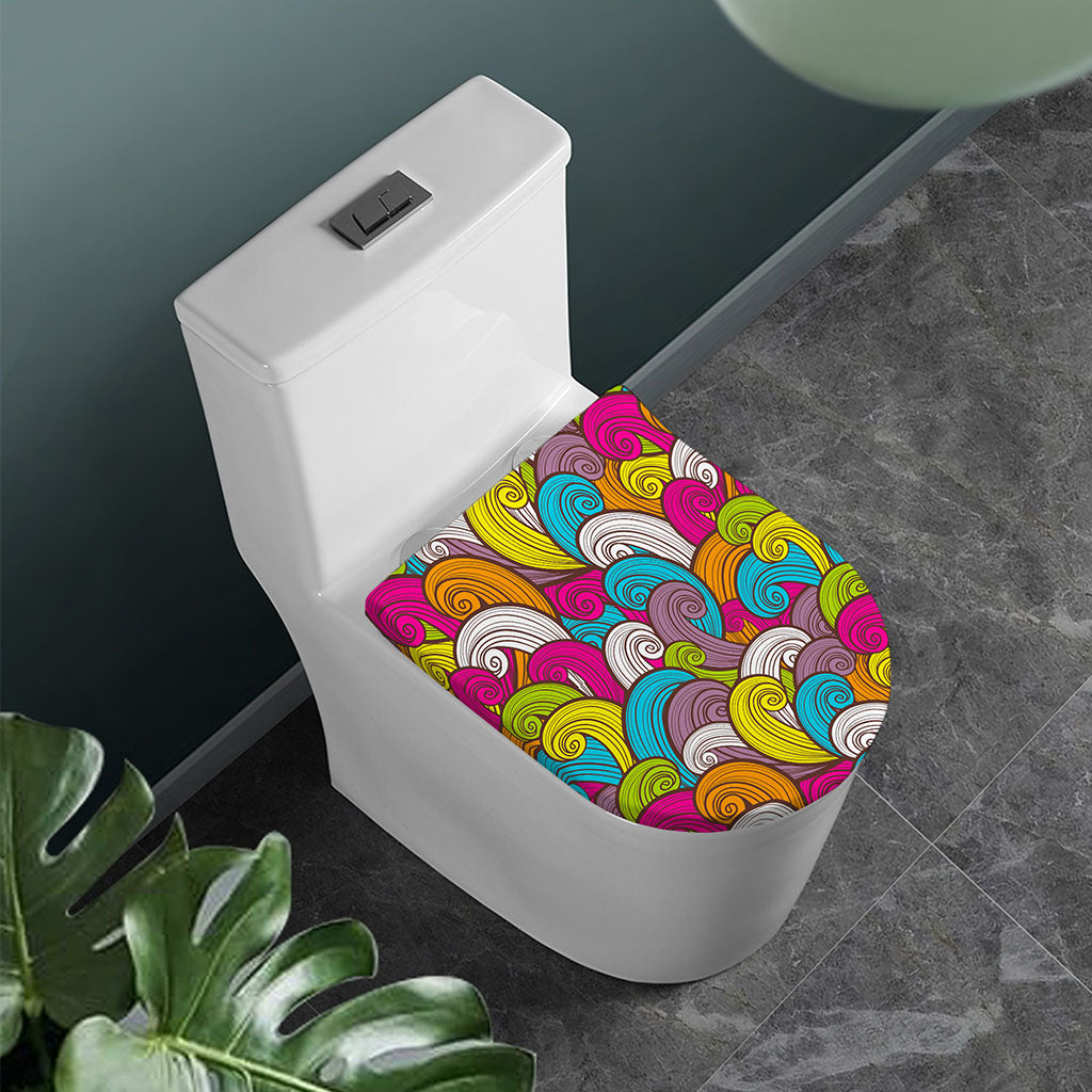 Colorful Surfing Wave Pattern Print Toilet Lid Cover